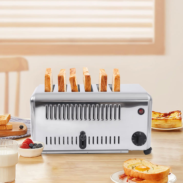 Commercial Toaster 6 Slices Stainless Steel Pop