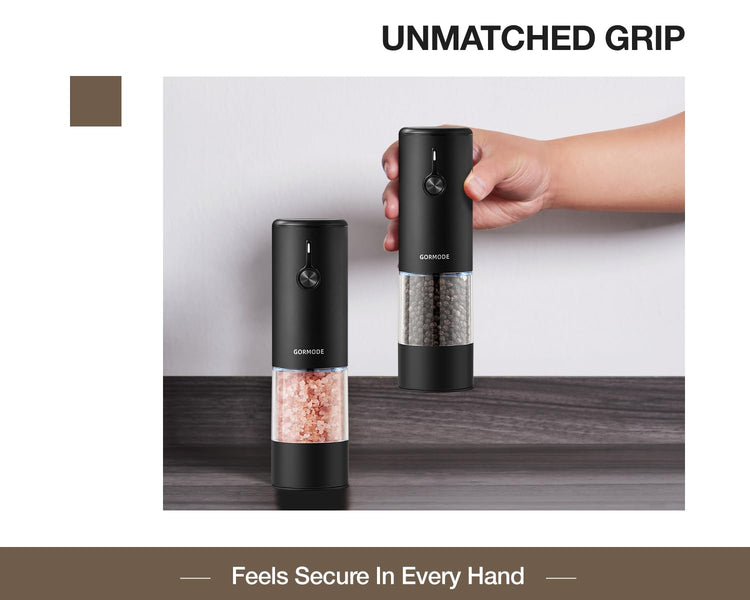 Black Stainless Steel Electric Salt and Pepper Grinder Set with Dust Cover