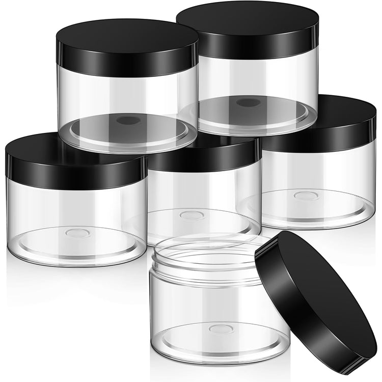 6 Pack 10 oz Plastic Jars Containers with Lids Wide