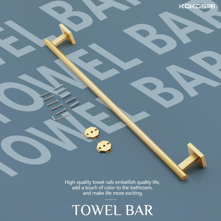 Towel Bar Bathroom Towel Holder for Bath Kitchen Cabinet Towel Rails 20 Inch Brushed Gold Stainless Steel B4005BG