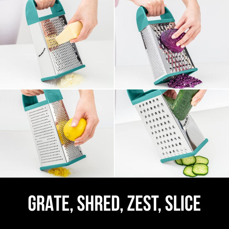 XL 4 Sided Stainless Steel Cheese Grater With Measurement Container