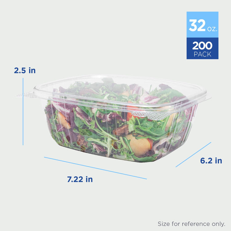 200 Count Clear PET Hinged Deli Take Out Containers