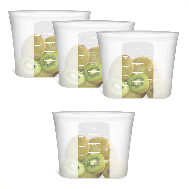 Reusable Silicone Food Storage Bags Quart 4 Pack