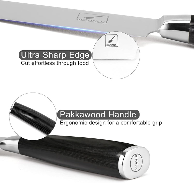 imarku Chef Knife - Pro Kitchen Knife 8 Inch Chef's Knives Japanese SUS440A Stainless Steel Sharp Paring Knife with Ergonomic Handle, Black Handle, Gifts for men and Women