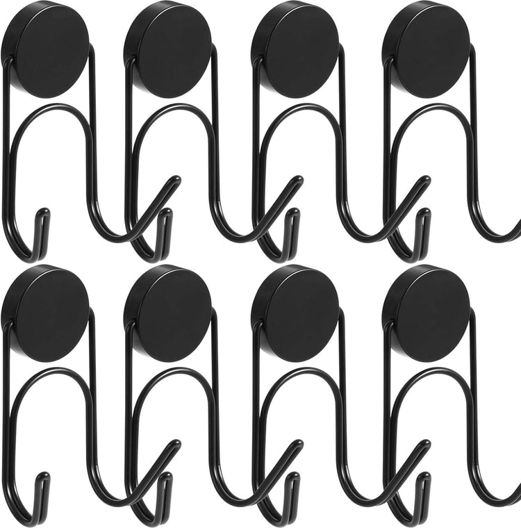 Magnetic Hooks 304 Stainless Steel Hooks Heavy Duty Magnets Hanging Hooks for Refrigerator Grill Toolbox Outdoor,Cruise Essentials Camper Accessories,8pack(Black,1.1in-2 40Lbs)