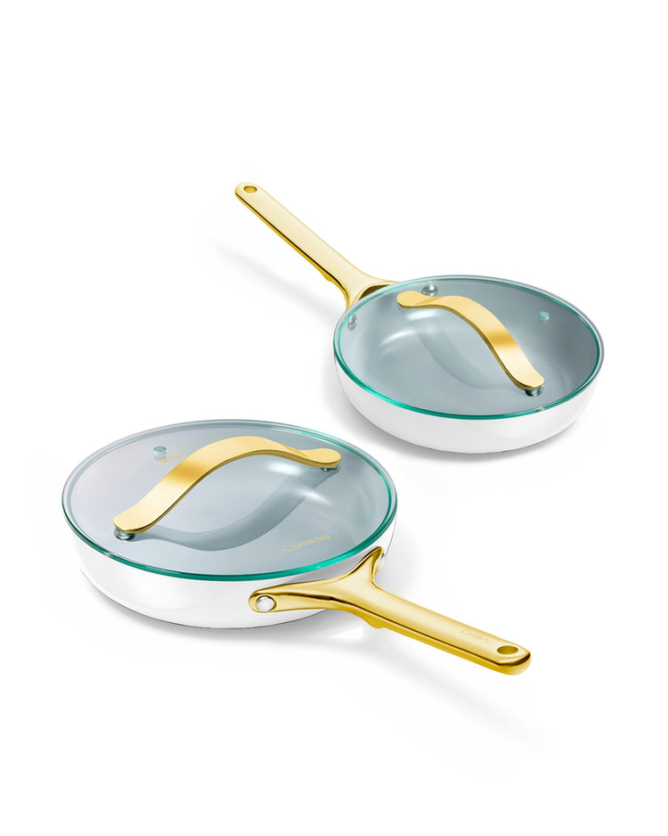 Ceramic Fry Pan Duo with Glass Lids (2 Count)