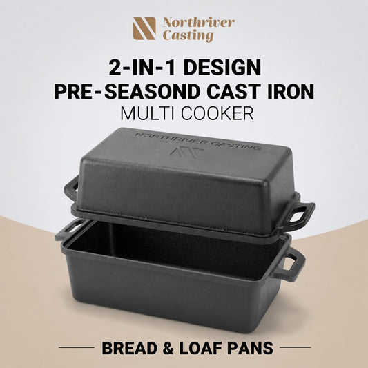 9×5 Inch Cast Iron Loaf Pan with Lid
