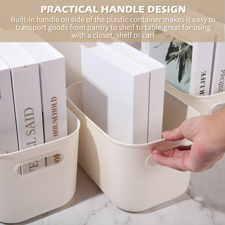 Plastic Storage Bins 10 Pcs White Pantry Organizer Bins Small Baskets Storage Containers for Home Kitchen (10 Count)