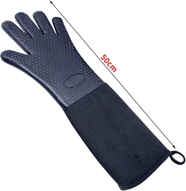 Extra Long Professional Silicone Oven Mitts with Quilted Liner