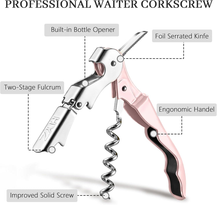 HYZ Wine Opener Bulk 20Pack for Bartender, Professional Waiter Corkscrew Wine Key for Servers,Wine Bottle Opener Double Hinged, Wine Accessories Set for Party Favor, Multi Color