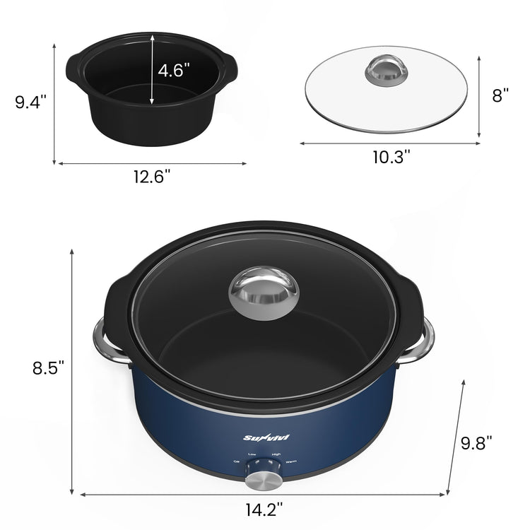 3 Quart Slow Cooker & Mini Food Warmer with 3 Heating Settings