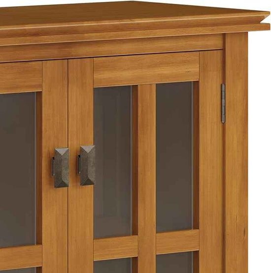 SIMPLIHOME Artisan SOLID WOOD 30 Inch Wide Contemporary Low Storage Cabinet in Honey Brown, For the Living Room, Entryway and Family Room