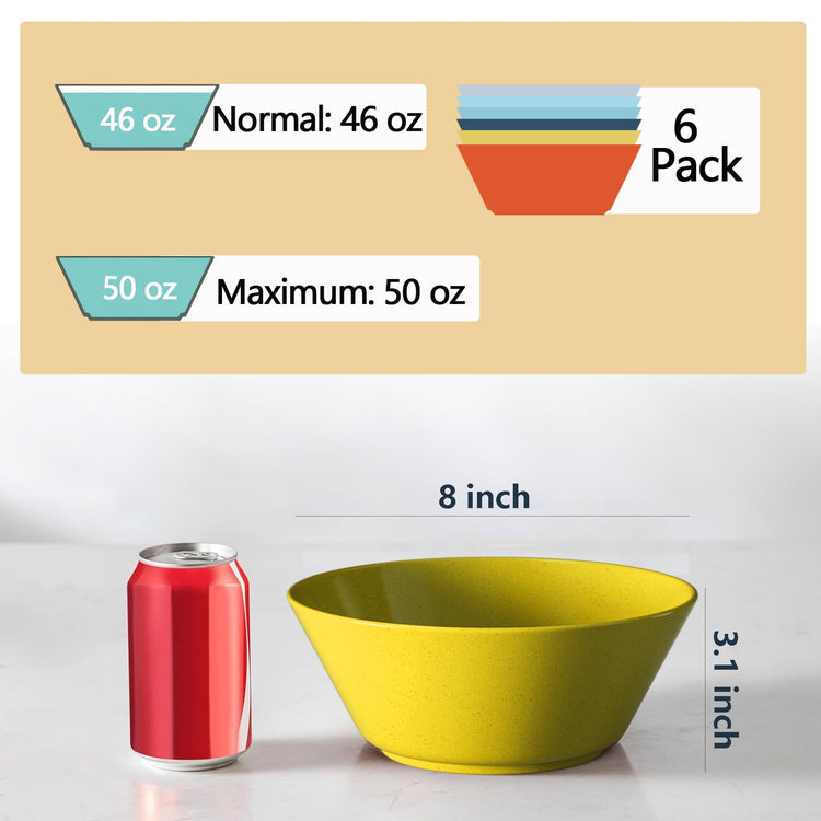 50 Oz Wheat Straw Bowls Set of 6