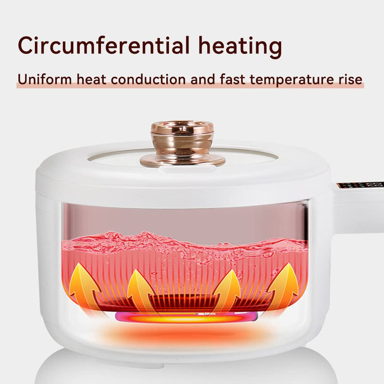 Electric Hot Pot Cooker Steamer 1.8L Multifunctional Nonstick Pan Office Dorm Cooking Portable Ramen Cooker Steamer Boil Dry Protection Suitable For Noodle Cooker Eggs StirFrying