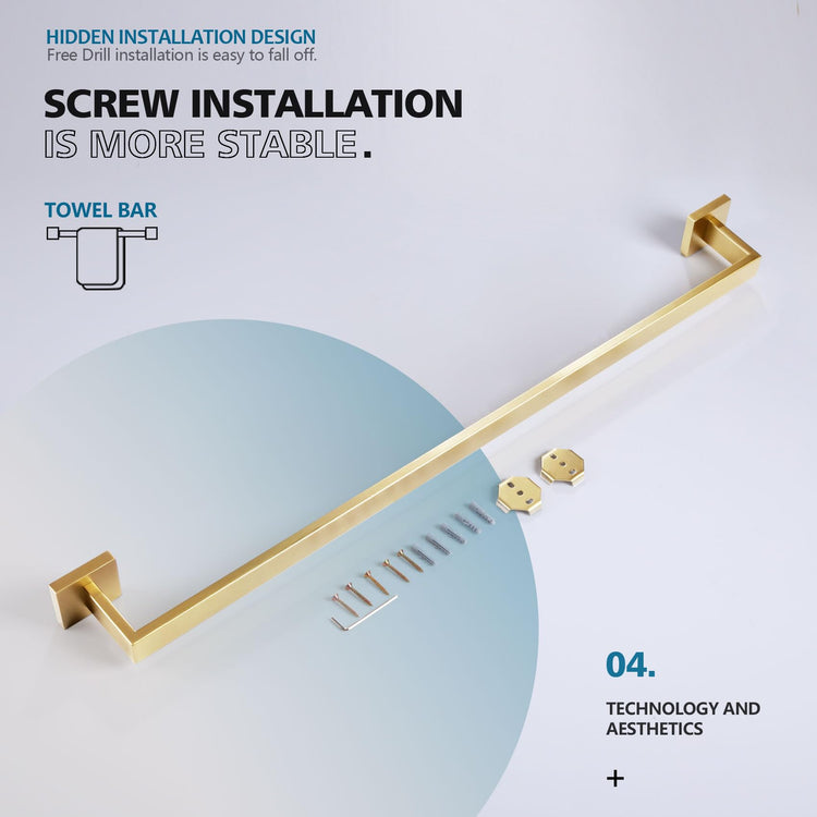 32 Inch Gold Bath Towel Bar Bathroom Towel Rack Towel Holder Shower Hand Towel Hanger