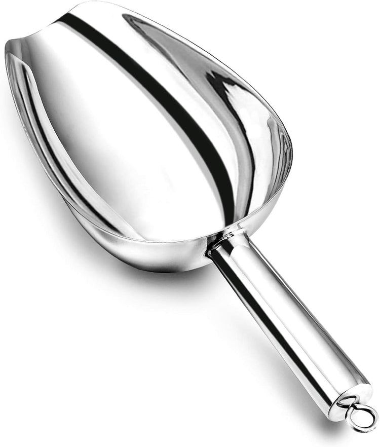P&P CHEF Food Ice Scoop, Stainless Steel Scoop, Metal Candy Popcorn Flour Utility Scooper for Wedding Party Bar Kitchen Bath, Heavy Duty & Dishwasher Safe, (24oz, 1Pc)