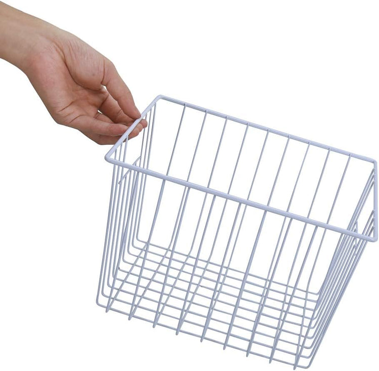 Freezer Baskets Storage Organizer, Refrigerator Metal Wire Basket bins, Household Bins with Built-in Handles for Kitchen Cabinets, Freezer, Pantry, Closets, Bathrooms, 4 Packs