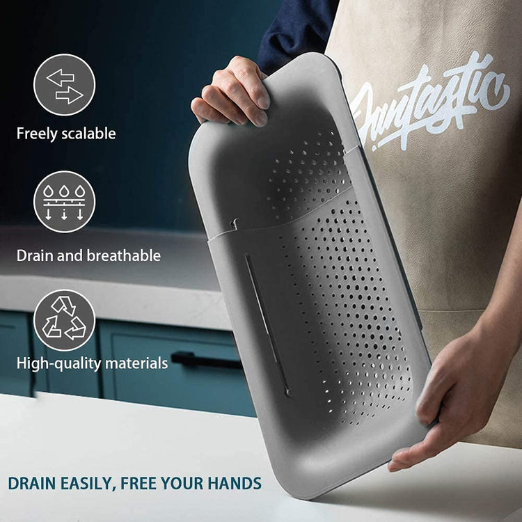 Collapsible Sink Colanders and Strainers Basket Over the Sink Colander Collapsible Colander Extendable Plastic Fruit Vegetable Strainer Drainer Basket for Kitchen