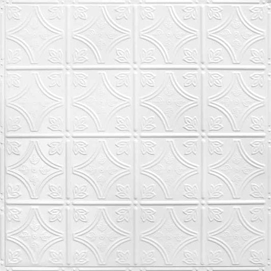 American Tin Ceilings Tin Backsplash [5-Pack with Trim Kit] in Pattern #3 and Bright White Satin Color 24" x 24" (20 Sq Ft) for Kitchens | Genuine Tin | Made in The USA | Model: kit5-b-p03-wbs