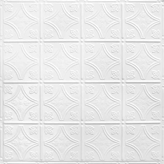 American Tin Ceilings Tin Backsplash [5-Pack with Trim Kit] in Pattern #3 and Bright White Satin Color 24" x 24" (20 Sq Ft) for Kitchens | Genuine Tin | Made in The USA | Model: kit5-b-p03-wbs