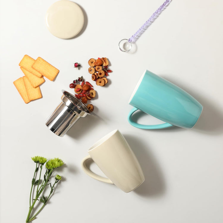 Sweejar Porcelain Tea Infuser Mug with Lid