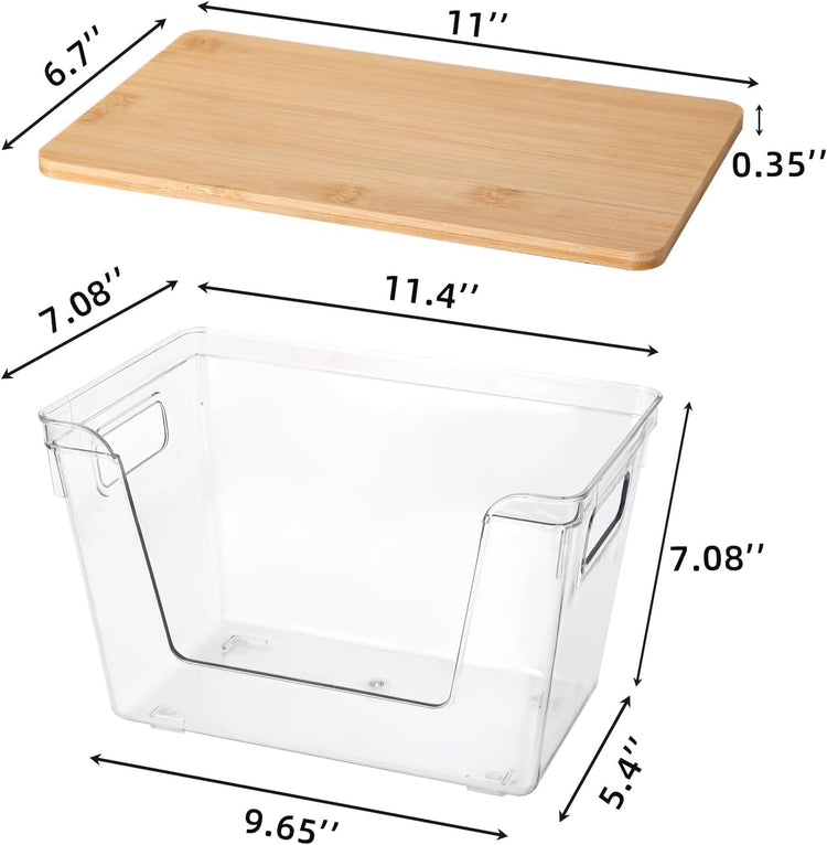 2 Set Potato And Onion Storage Bins with Bamboo Lid (2 Count)