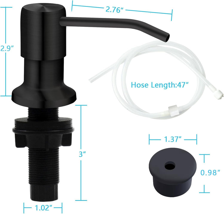 Soap Dispenser for Kitchen Sink, Kichen Sink Soap Dispenser, 47" Extension Tube kit, Under Sink Soap Dispenser Pump, No Need More Refills, Good Suction Power, Black