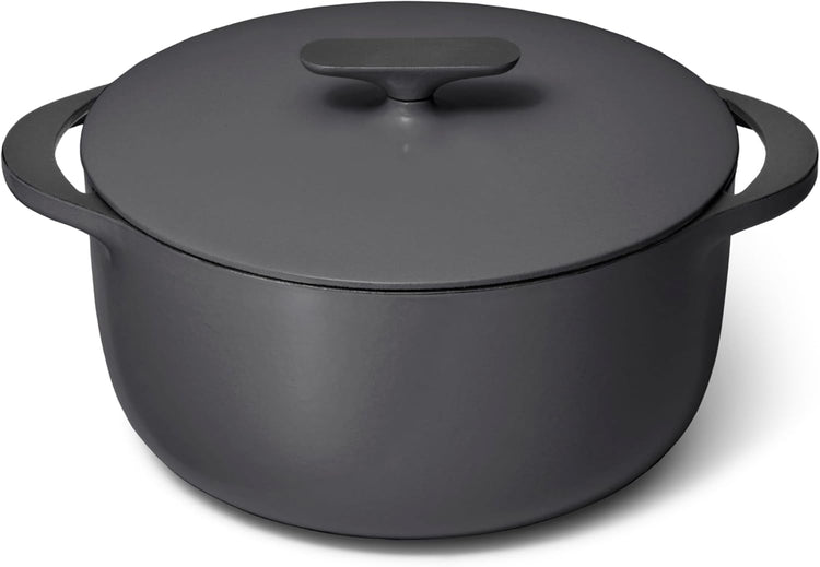 Caraway Enameled Dutch Oven - 6.5 qt Cast Iron Dutch Oven With Lid - 3 Layer Enamel Coating - No Seasoning Required - Compatible With All Stovetops - Oven Safe - No Forever Chemicals - Charcoal - Nestoria