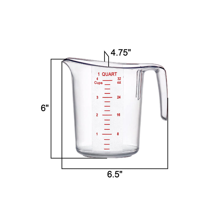 Melissa - 32-Ounce Plastic Measuring Pitcher (2-Pack), 4-Cup (1-Quart) Food-Grade Measuring Jug, Unbreakable, Stackable, Dishwasher-Safe, Great for Oil, Vinegar, Flour, and More