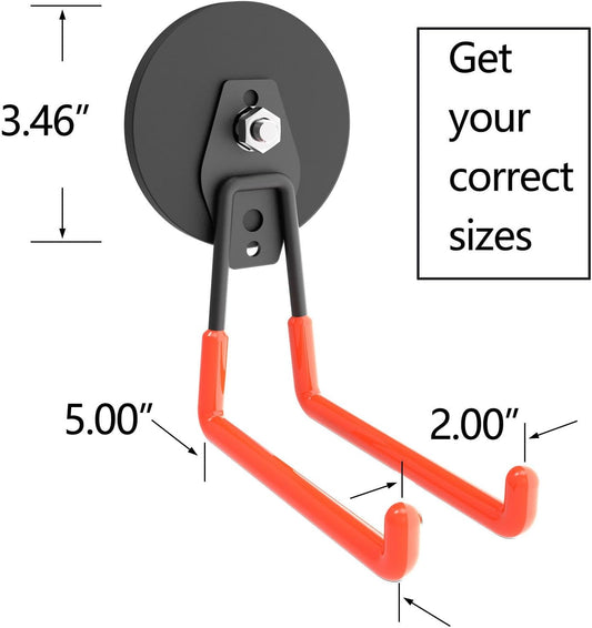 Heavy Duty Large Magnetic Hooks, Strong Magnet Hooks for Garden Tools,Hose,Straps,Steel Pegboard,Workshop,Anti-Scratch Extra Strong Magnetic Hook,Magnetic Cable and Tool Holder(2 Pack)