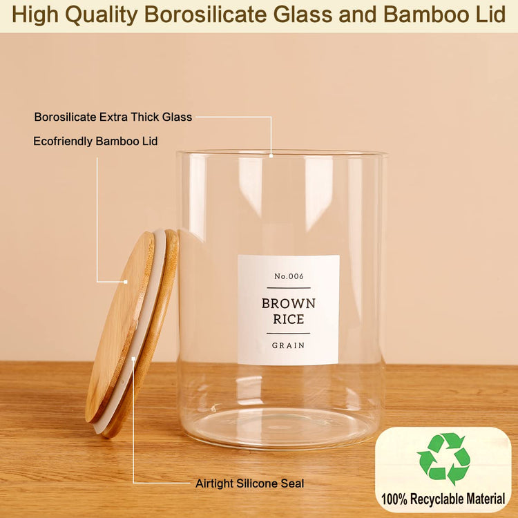 Large Glass Storage Jars With Airtight Bamboo Lid