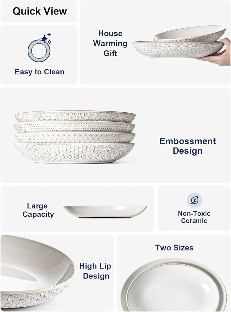 LE TAUCI Serving Bowls, Large Oval Platters for Entertaining, Ceramic Serving Tray for Dinner, Pasta, Salad, Dessert, Turkey, Fish, Fruit, Bread - 45oz/74oz, 11.8"/13.7", Set of 2, Arctic White