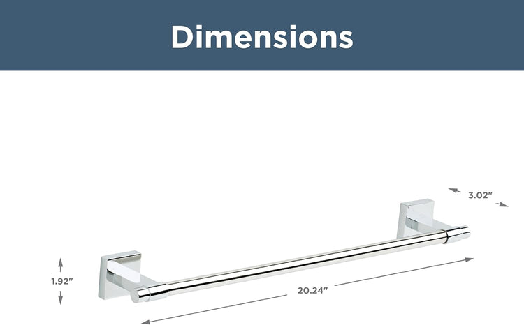 Franklin Brass Maxted (1-Pack) 18" Towel Rack for Bathroom, Polished Chrome Towel Bar for Bathroom Wall Kitchen Towel Holder Rod Wall Mounted Bathroom Accessories MAX18-PC