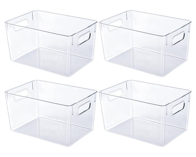 Clear Plastic Storage Bins (4 Count)