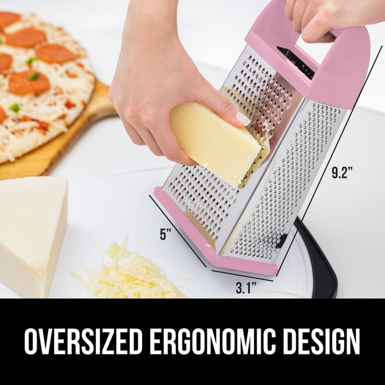 XL 4 Sided Stainless Steel Cheese Grater With Measurement Container