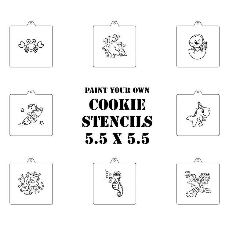 Cookie Cutter and Stencil Bundle Royal Icing Cookies Stencils Paint Your Own Biscuit Bakery Starter Kits Royal Icing Fondant Cutters Birthday Wedding Holiday Cookies Painting Coloring Pages Comb (9 Count)