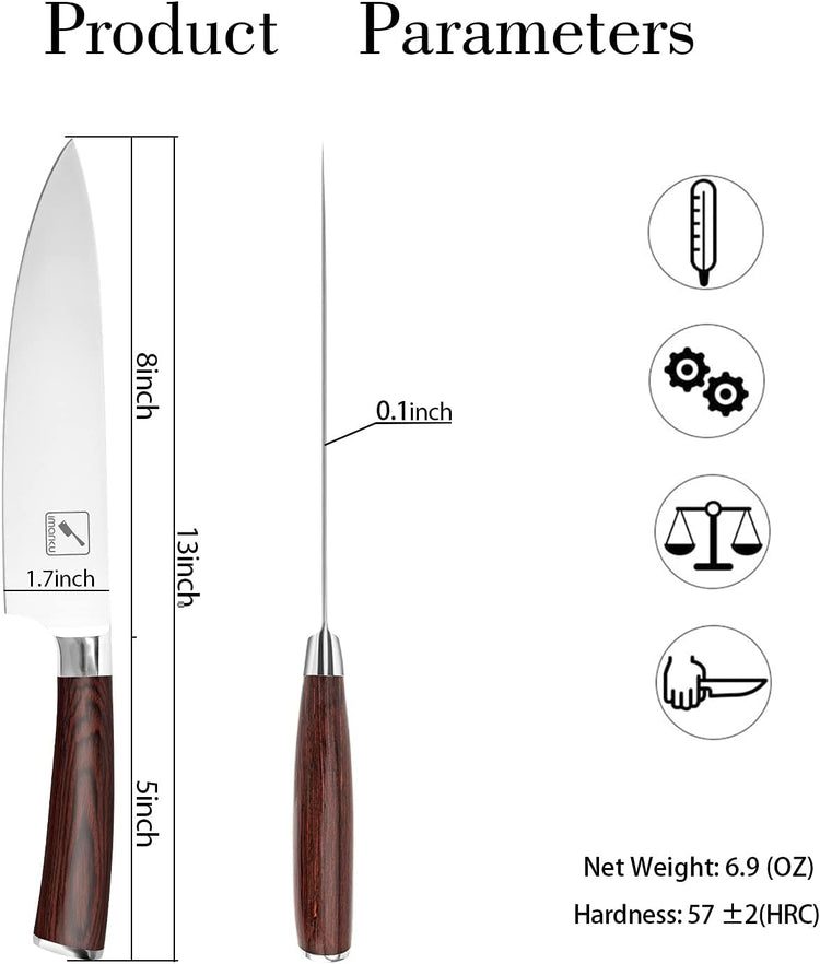 imarku Chef Knife - Pro Kitchen Knife 8 Inch Chef's Knives High Carbon Japanese SUS440A Stainless Steel Sharp Paring Knife with Ergonomic Handle, Red Handle, Gifts for Men and Women