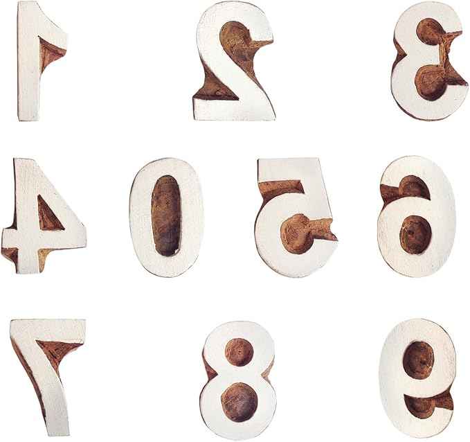 Royal Kraft Number Wooden Block Printing Stamps (Set of 10) Bulk01_10F