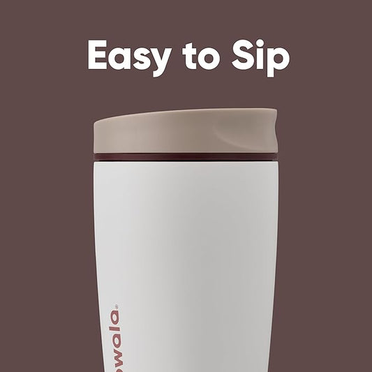 Owala SmoothSip Slider Insulated Stainless Steel Coffee Tumbler, Reusable Iced Coffee Cup, Hot Coffee Travel Mug, BPA Free 12 oz, Vanilla Bean
