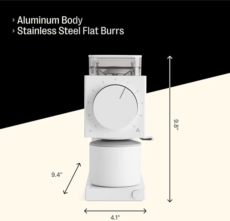 Fellow Gen 2 Ode Burr Coffee Grinder Electric with 31 Settings for Drip, French Press & Cold Brew - Small Footprint Electric Grinder - Matte White