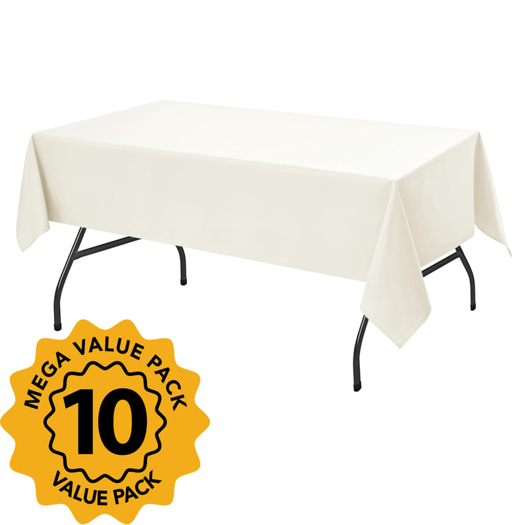 10 Pack Ivory Tablecloths for Rectangle Tables