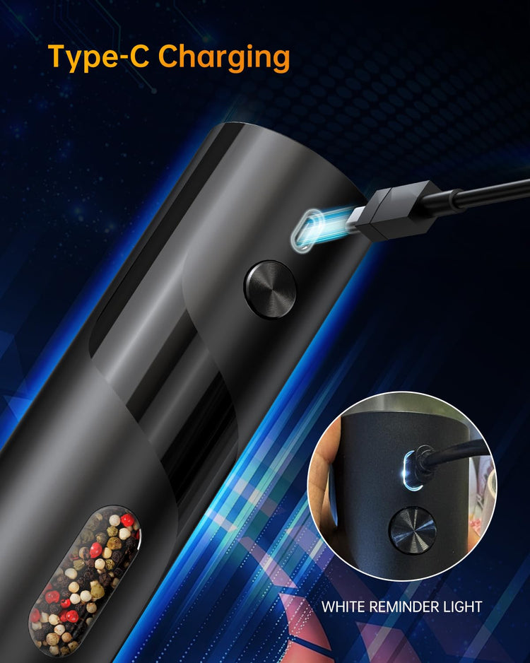 Rechargeable Electric Salt and Pepper Grinder Set with Base