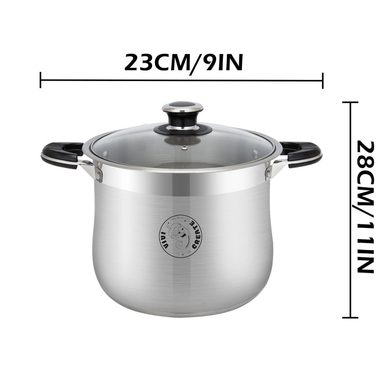 14.5 Quart Stainless Steel Stock Pot with Lid Large Induction Cooking Pot for Pasta Soup Boiling Stew with Measurement Marks and Handles