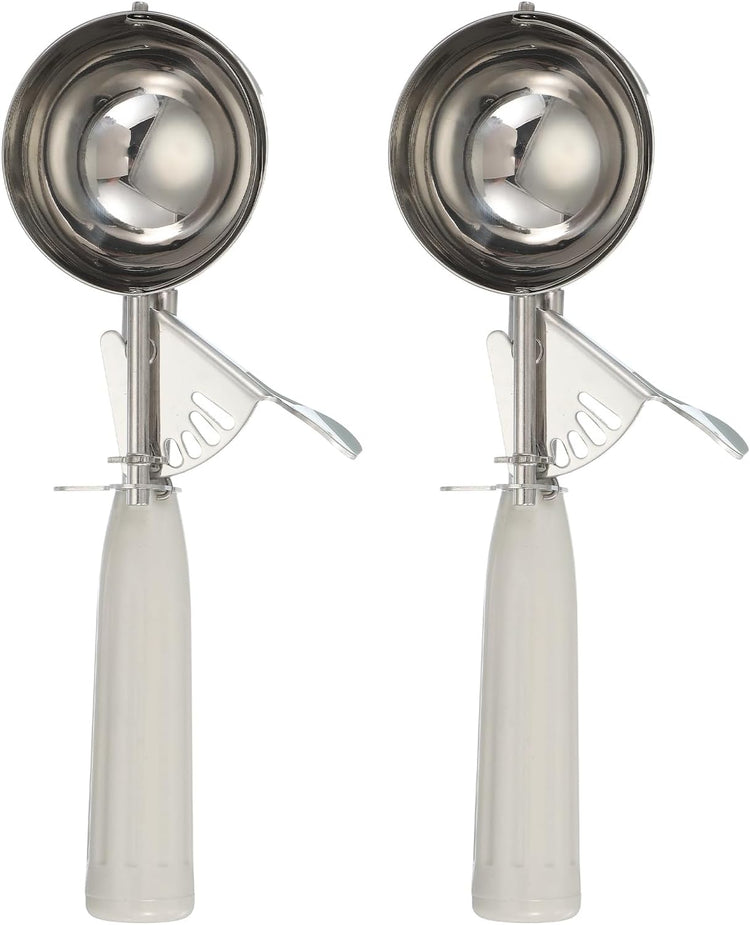 uxcell 2 Pcs Cookie Scoops, Ice Cream Scoop with Trigger for Baking Cookie Dough Rice Pudding Kitchen Gadget, Beige