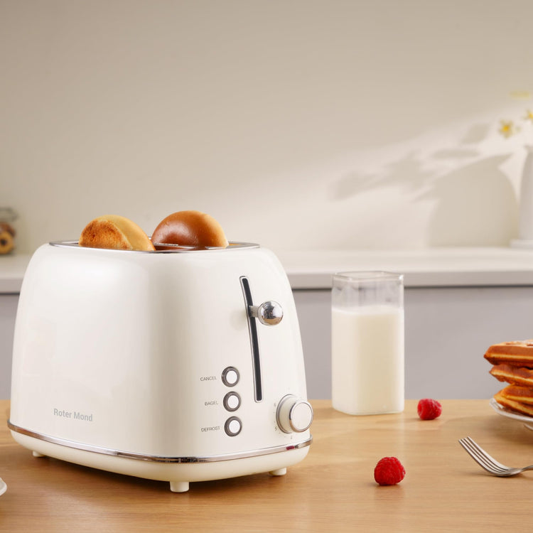 2 Slice Toaster Retro Stainless Steel with Bagel