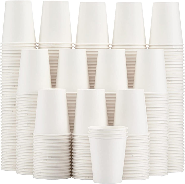 Lamosi 300 Pack Paper Cups 8 oz, Disposable Coffee Cups, Paper Coffee Cups 8 oz, White Hot/Cold Beverage Drinking Cup for Water Juice or Tea, Office Party Home Travel