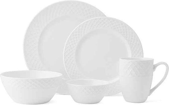 Mikasa Trellis Bone China Lightweight Chip Resistant 40 Piece Dinnerware Set, Service for 8