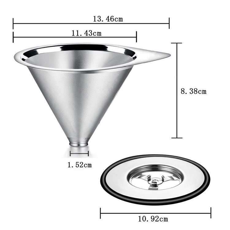Pour Over Coffee Dripper Stainless Steel Coffee Filter Metal Cone Filter Paperless Reusable Coffee Filter Single Cup Coffee Maker 1