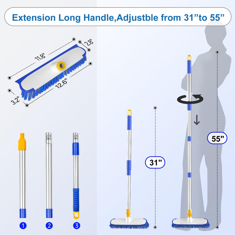 55" Extendable Floor Scrub Brush
