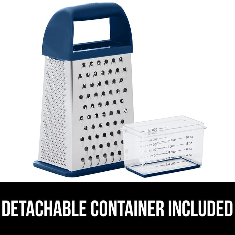 XL 4 Sided Stainless Steel Cheese Grater With Measurement Container